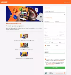 Crear cuenta Betsson